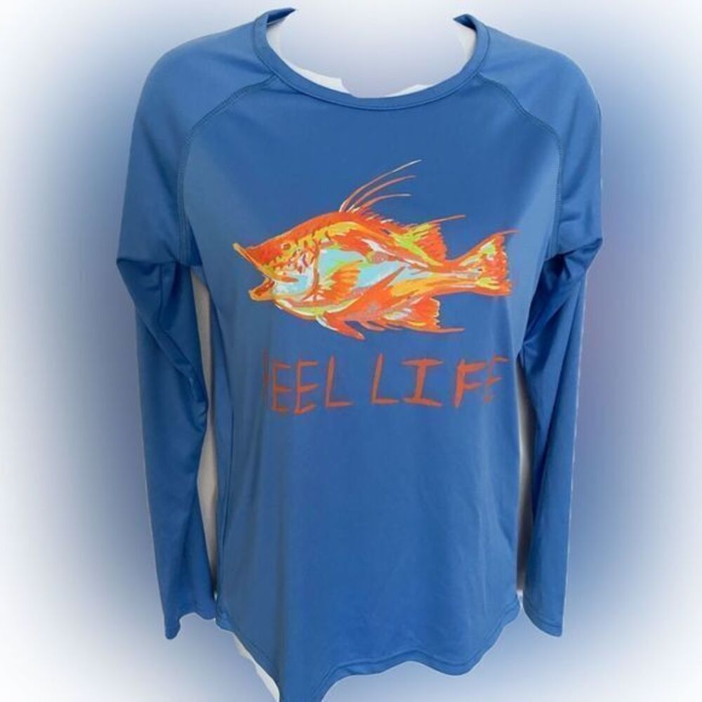 Reel Life UPF Top -M blue /orange , polyester spandex